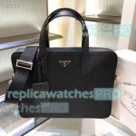 Replica Prada Black Re-Nylon And Saffiano Leather Briefcase